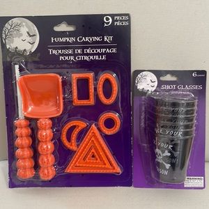 Pumpkin Carving Kit with Shot Glasses, Halloween, Party